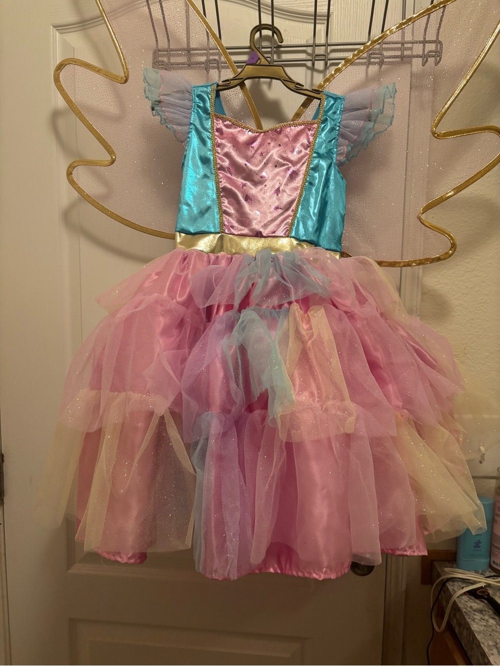 Disguise Pastel Fairy Costume Dress in Pink, Aqua & Gold